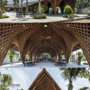 Thi Công Nhà Tre Uốn Cong Mái Lá Guột